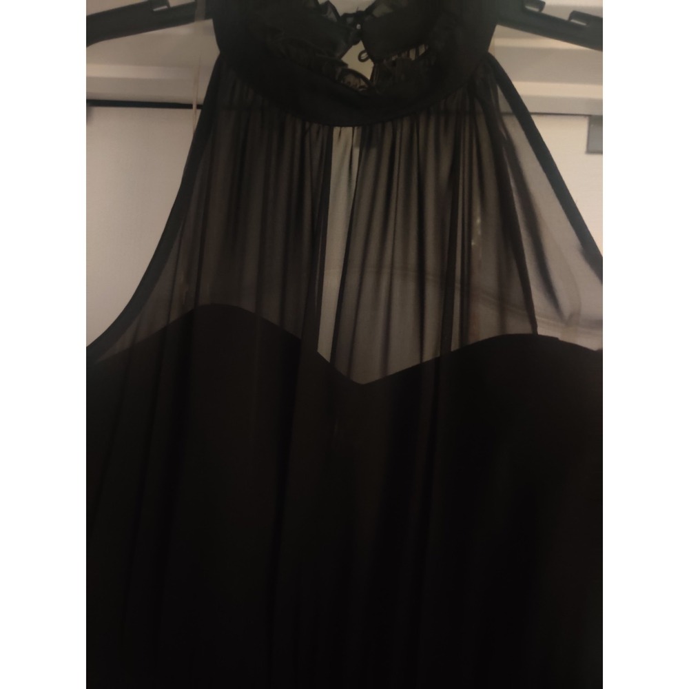 Vince Camuto Women's Black Halter Sleeveless Sheer Chiffon Jumpsuit 8